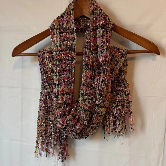 Pink Brown Green Fancy Ribbon Scarf Confetti Classic Accessory Multi colored - Picture 4 of 16